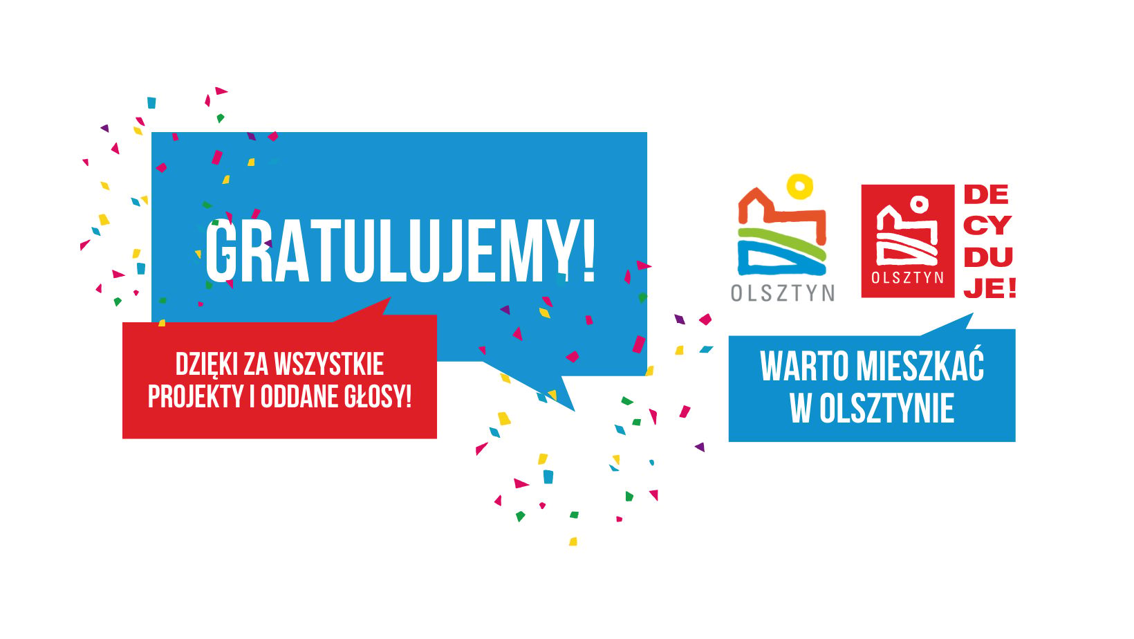 Grafika przedstawiająca napisy związane z Olsztyńskim Budżetem Obywatelskim